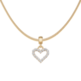 Heart Contour White Crystal Charm Gold