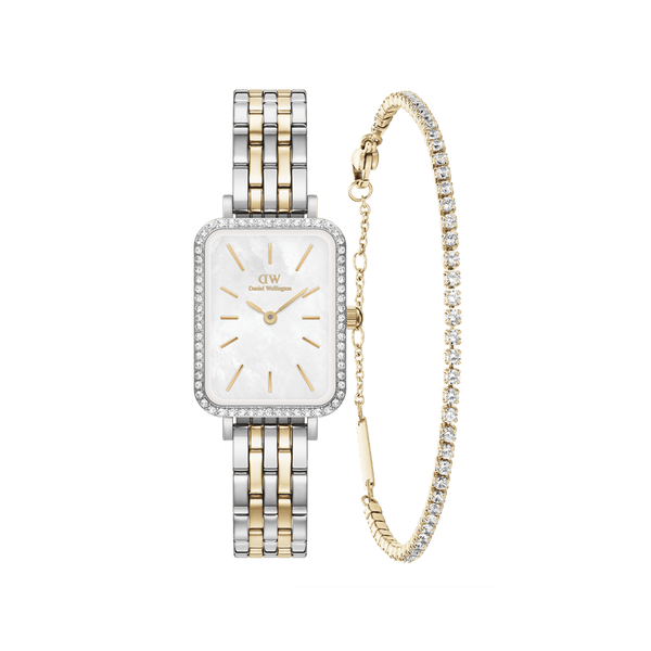 Quadro Two Tone & Tennis Bracelet Gold