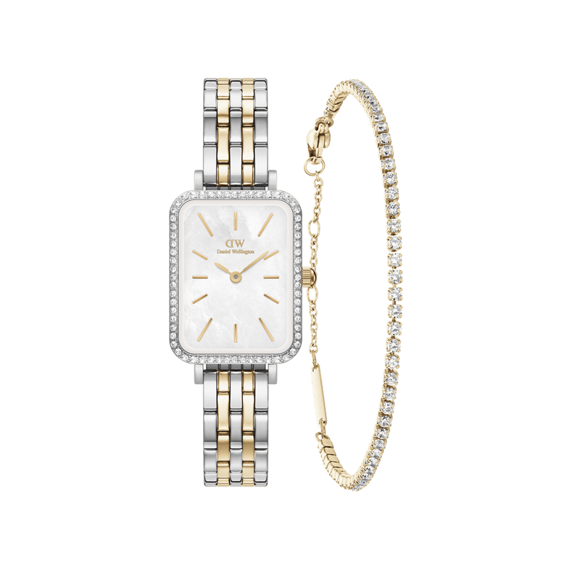 Quadro Two Tone & Tennis Bracelet Gold