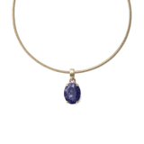 Blue Spot Oval Gold Charm