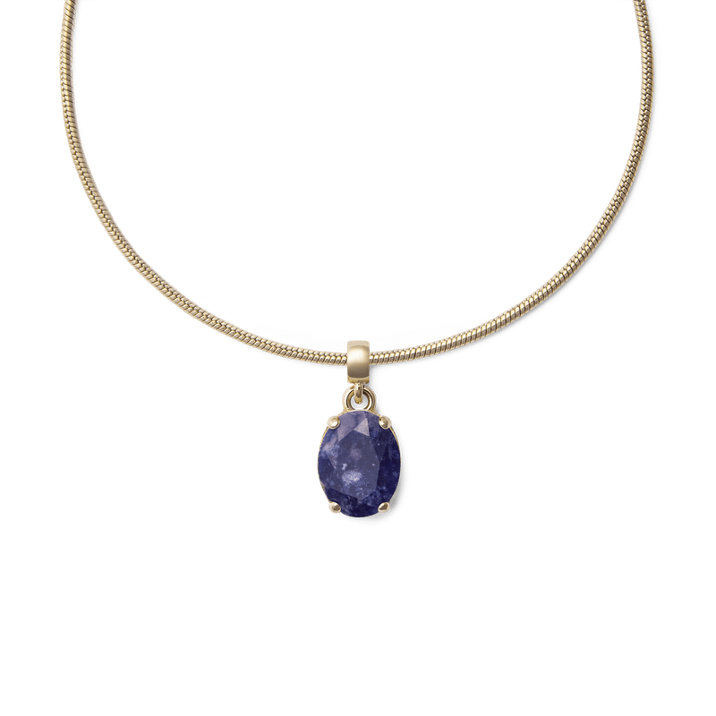 Blue Spot Oval Gold Charm