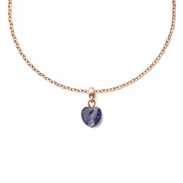 Blue Spot Heart Rose Gold Charm