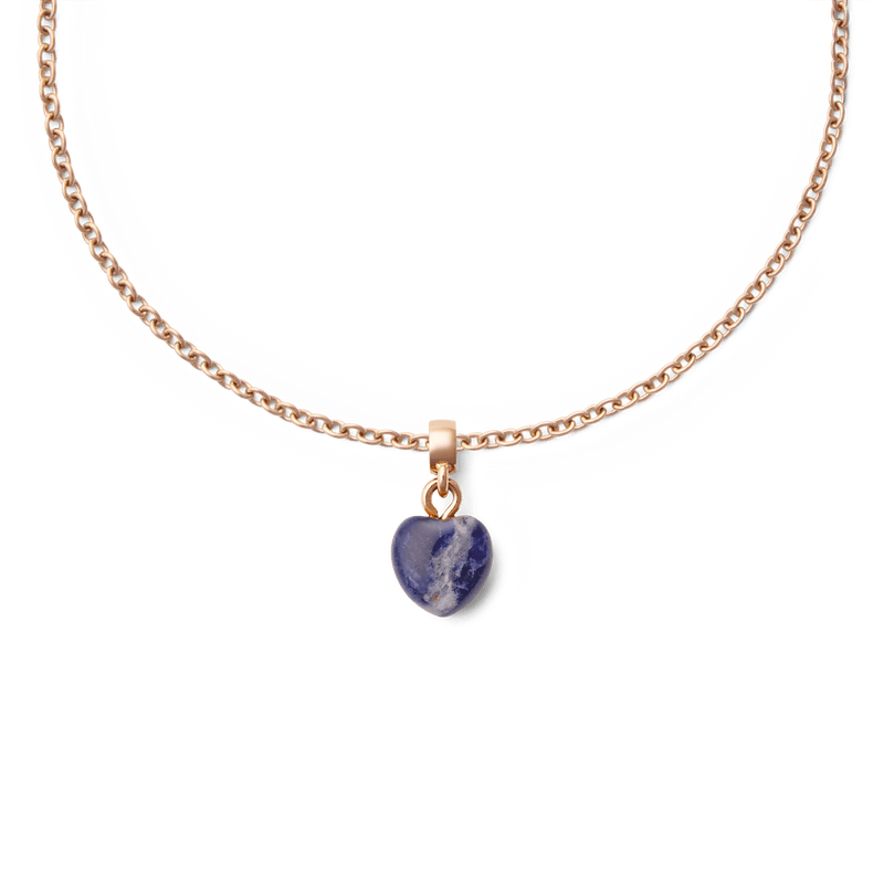 Blue Spot Heart Rose Gold Charm