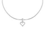 Heart Contour White Crystal Charm S925 Sterling Silver